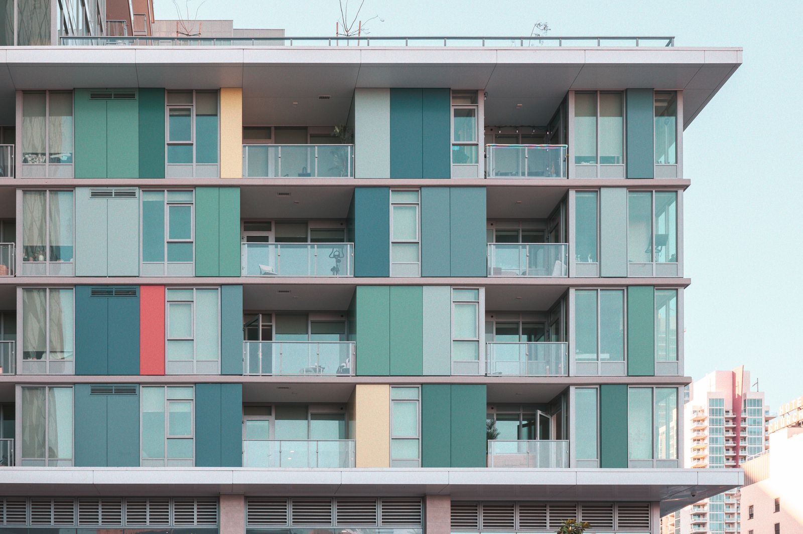 Modern apartment building with glass balconies in the Eastern Suburbs